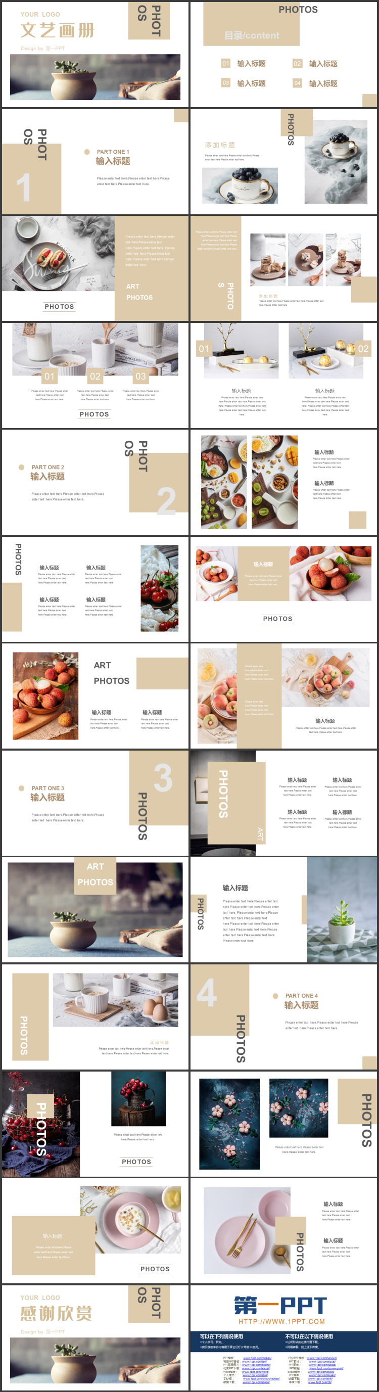 图片[2]-棕色绿植盆栽摄影背景的文艺画册PPT模板-第一PPT