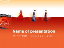 红色时装模特背景艺术PPT模板下载-第一PPT
