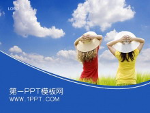 女孩背景PPT模板下载-第一PPT
