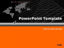 经典黑色橙色世界地图PPT模板-第一PPT