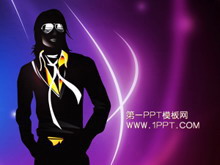 紫色炫彩迈克尔杰克逊背景艺术幻灯片-第一PPT