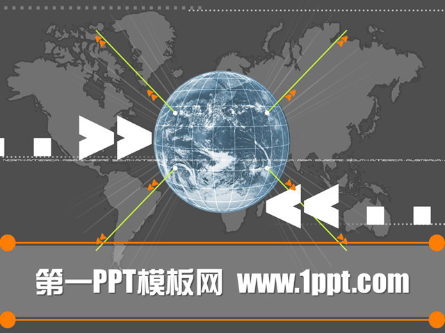图片[1]-经典灰色地球背景PPT模板下载-第一PPT