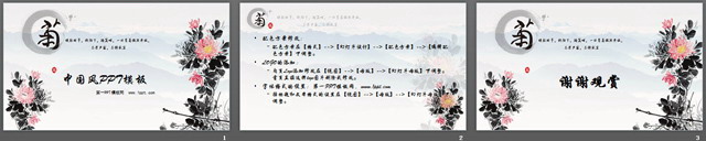 图片[2]-淡雅菊花背景PPT模板下载-第一PPT
