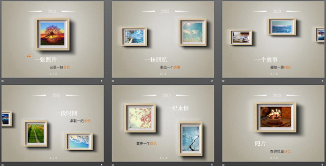 图片[2]-淡雅相册相框PowerPoint模板下载-第一PPT