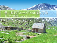 雪山牧场自然风景PPT模板下载-第一PPT