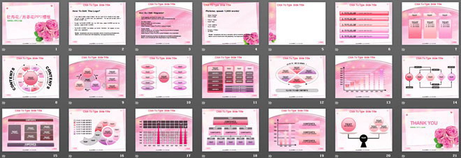 图片[2]-淡雅牡丹花月季花背景PowerPoint模板下载-第一PPT