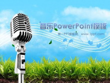 动态麦克风音符背景音乐PowerPoint模板下载-第一PPT