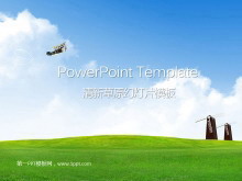 蓝天白云下的草原自然风光PowerPoint模板下载-第一PPT