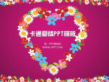 粉色卡通花环背景的浪漫爱情PowerPoint模板下载-第一PPT