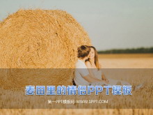 麦田里互相缠绵的情侣背景幻灯片模板下载-第一PPT