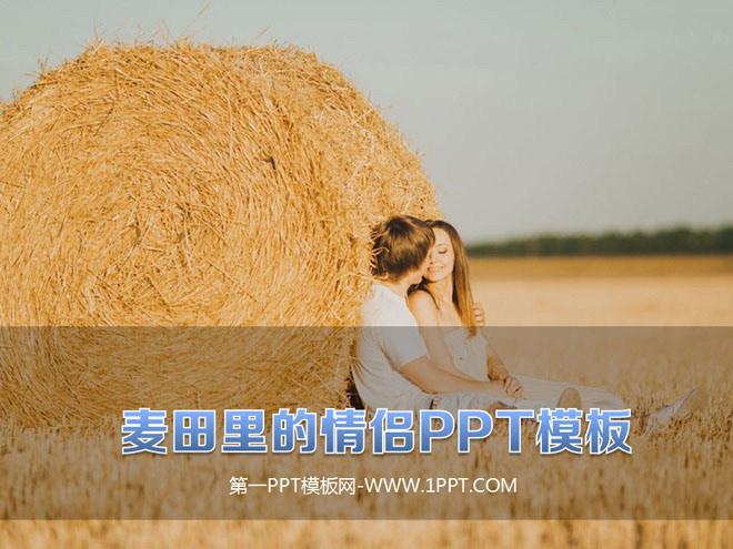 图片[1]-麦田里互相缠绵的情侣背景幻灯片模板下载-第一PPT