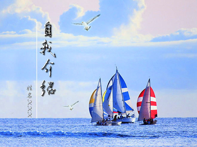 图片[1]-海鸥帆船背景的自我介绍PPT模板下载-第一PPT