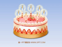 动态生日蛋糕PPT动画背景的生日快乐幻灯片模板-第一PPT