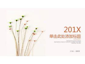 简洁淡雅唯美小花背景PPT模板-第一PPT