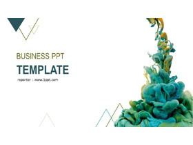 绿色简洁创意油漆颜料背景艺术设计PPT模板-第一PPT