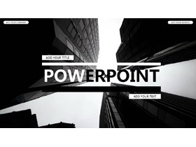 黑白个性商业建筑背景的图片排版PPT模板-第一PPT