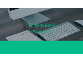 绿色简洁办公桌面背景的工作计划PPT模板-第一PPT