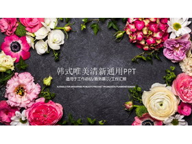 唯美花卉背景韩国风PPT模板-第一PPT