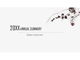 简洁枯萎枝叶背景的欧美PPT模板-第一PPT