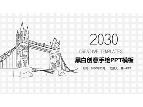 黑白创意手绘PPT模板-第一PPT