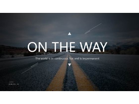 黑色图片杂志风《ON THE WAY》欧美PPT模板-第一PPT