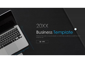 黑色办公桌面背景的欧美商务汇报PPT模板下载-第一PPT