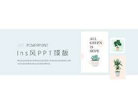 植物盆栽背景的清新INS风商务汇报PPT模板-第一PPT