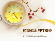 淡雅时钟背景的时间似水PPT模板-第一PPT