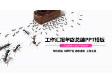 蚂蚁团队协作背景的工作汇报PPT模板-第一PPT