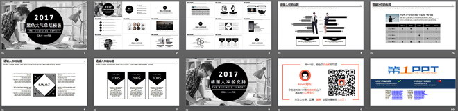 图片[2]-黑白国外人物背景工作总结PPT模板-第一PPT