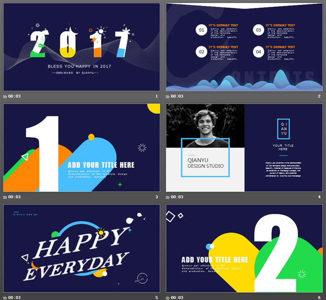 图片[2]-蓝色欧美时尚创意PPT模板-第一PPT