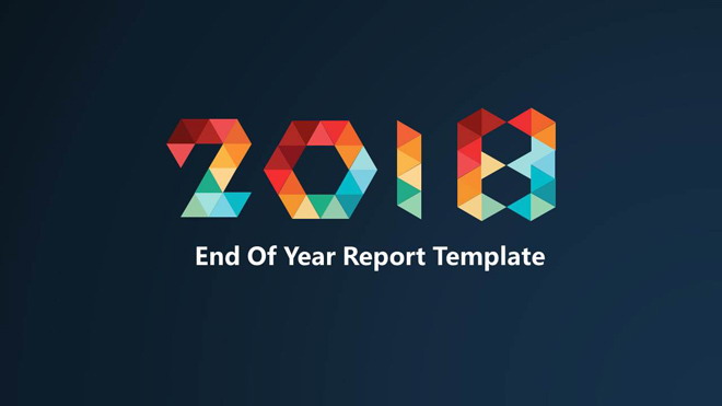 图片[1]-彩色三角形拼接的2018简洁PPT模板-第一PPT
