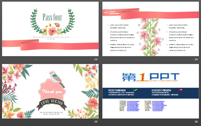 图片[4]-清新彩色文艺花卉PPT模板免费下载-第一PPT