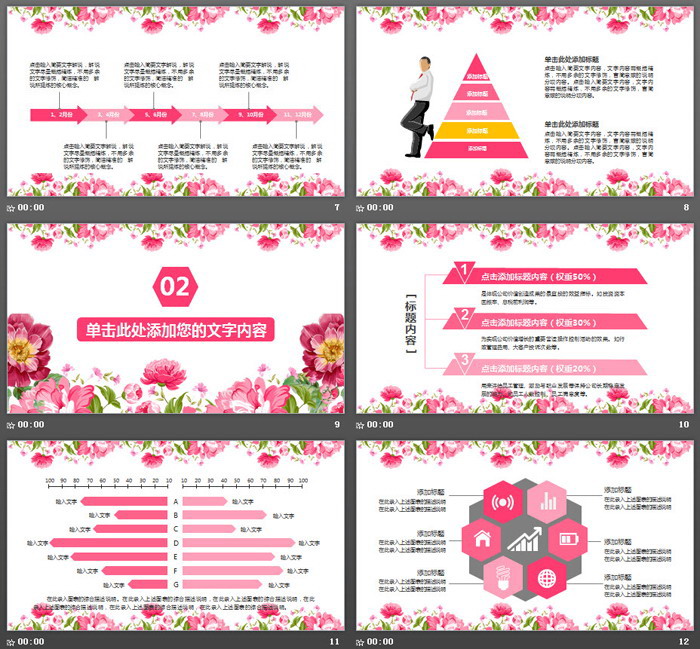 图片[3]-粉色唯美时尚花卉背景的艺术范PPT模板-第一PPT