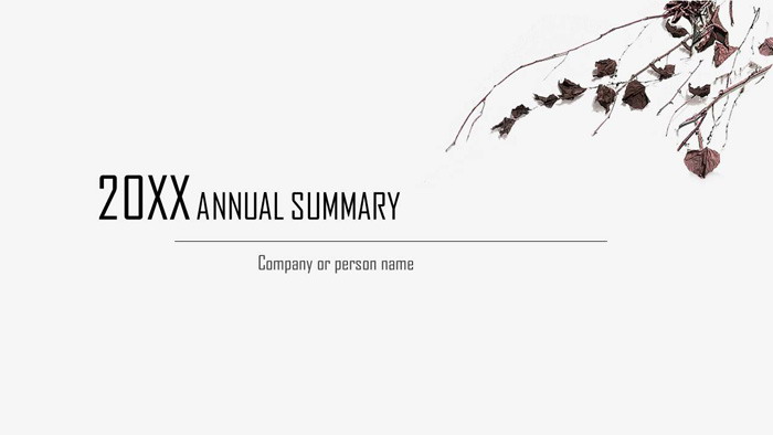 图片[1]-简洁枯萎枝叶背景的欧美PPT模板-第一PPT