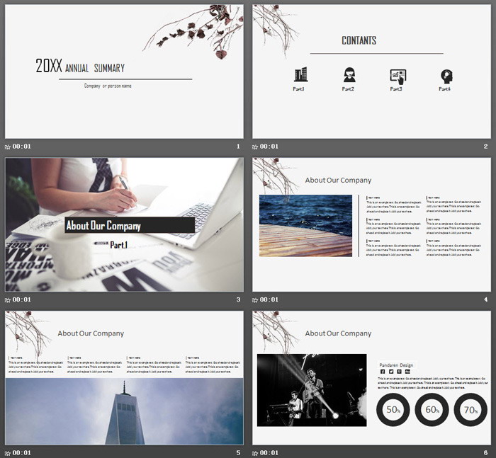 图片[2]-简洁枯萎枝叶背景的欧美PPT模板-第一PPT