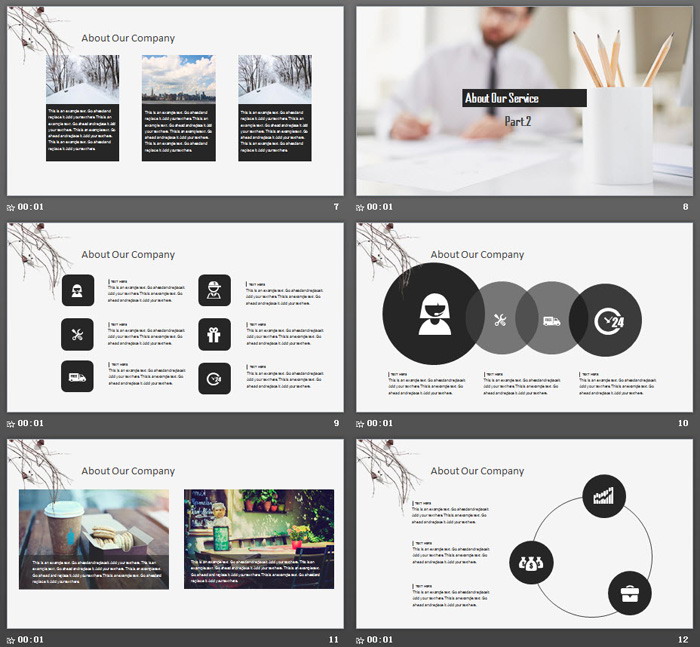 图片[3]-简洁枯萎枝叶背景的欧美PPT模板-第一PPT