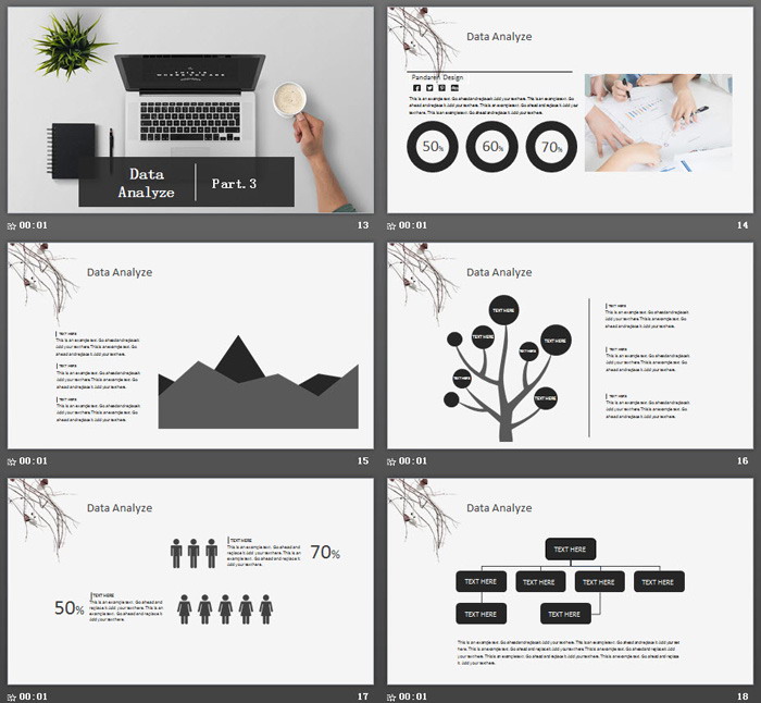 图片[4]-简洁枯萎枝叶背景的欧美PPT模板-第一PPT