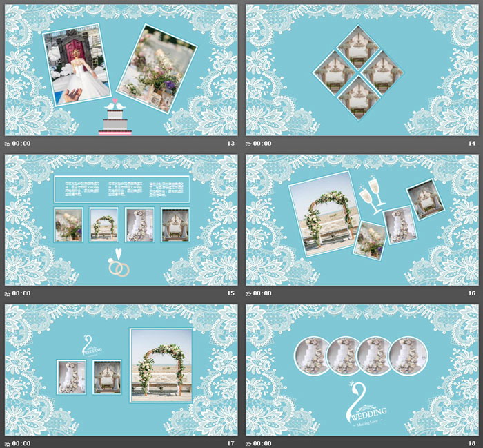 图片[4]-清新花边背景的婚礼相册PPT模板-第一PPT