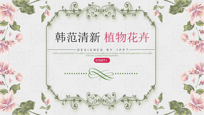 图片[1]-清新韩范花纹花卉PPT模板-第一PPT