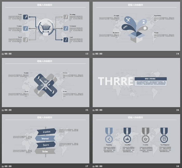 图片[4]-飞机与世界时间背景的商务出行PPT模板-第一PPT
