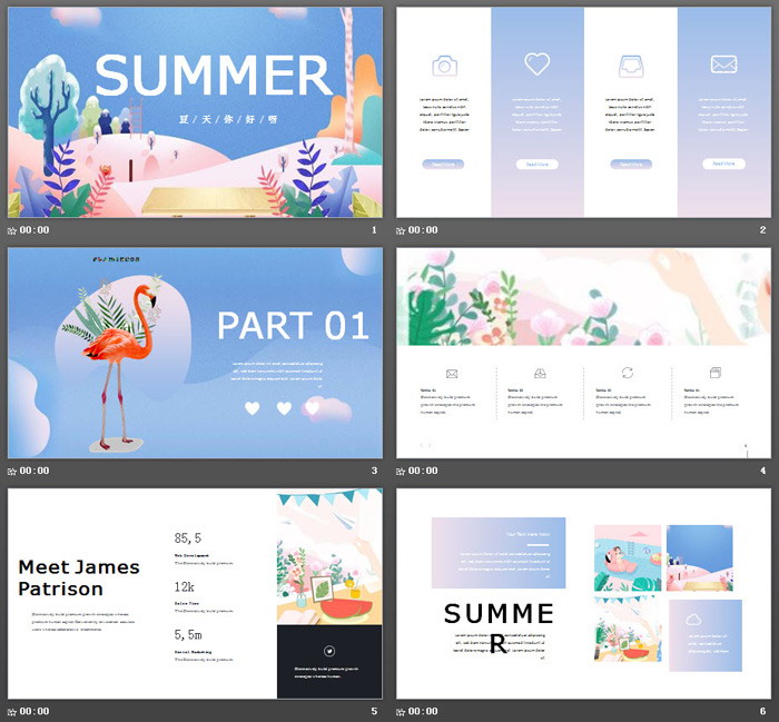 图片[2]-精美水彩《Summer》夏天你好PPT模板-第一PPT