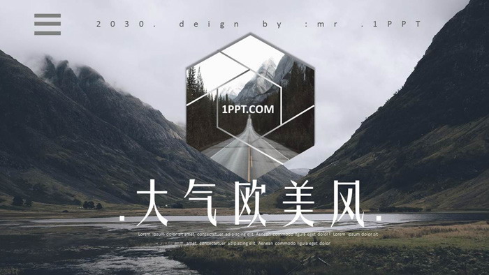 图片[1]-大气欧美高山自然风景PPT模板-第一PPT