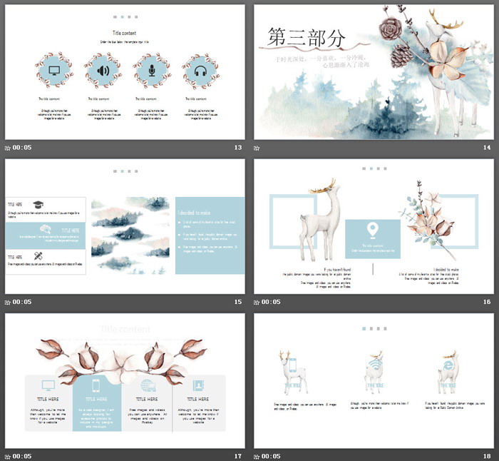 图片[4]-水彩森林小鹿背景唯美意境PPT模板-第一PPT