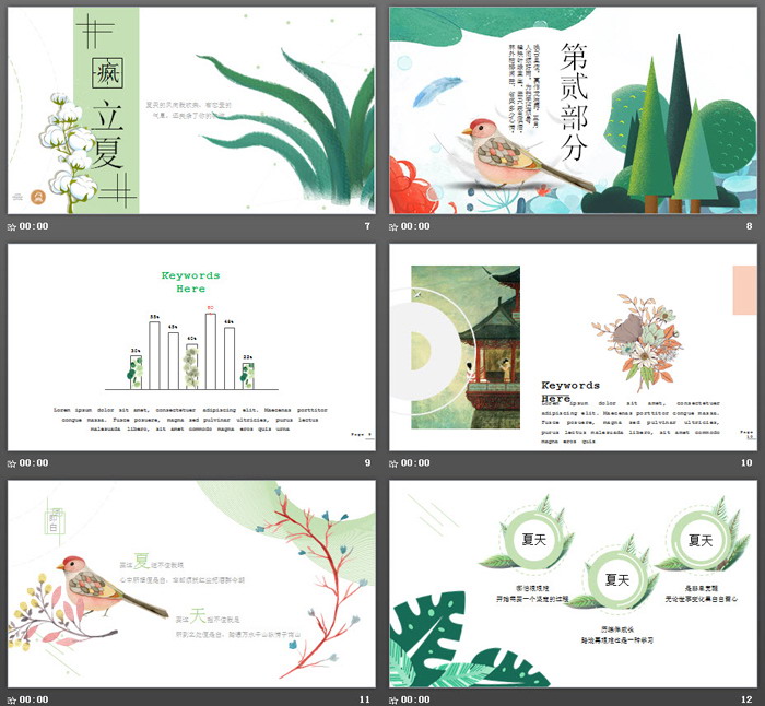 图片[3]-清新插画风格的夏天的风PPT模板-第一PPT