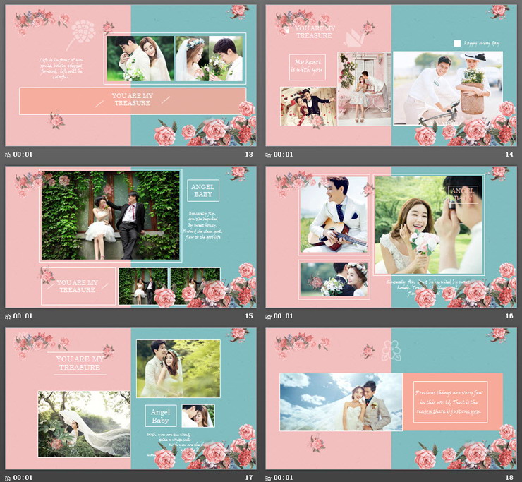 图片[4]-绿粉配色的《我们结婚吧》PPT模板-第一PPT
