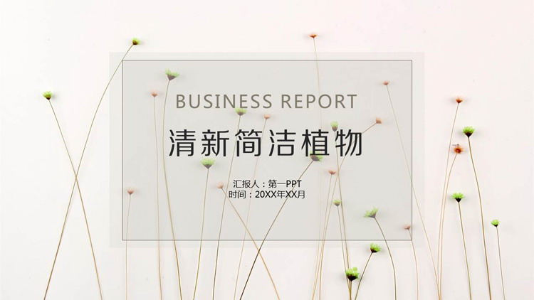 图片[1]-清新简洁小花植物背景PPT模板-第一PPT
