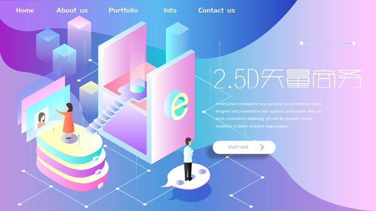 图片[1]-彩色矢量2.5D商务PPT模板免费下载-第一PPT