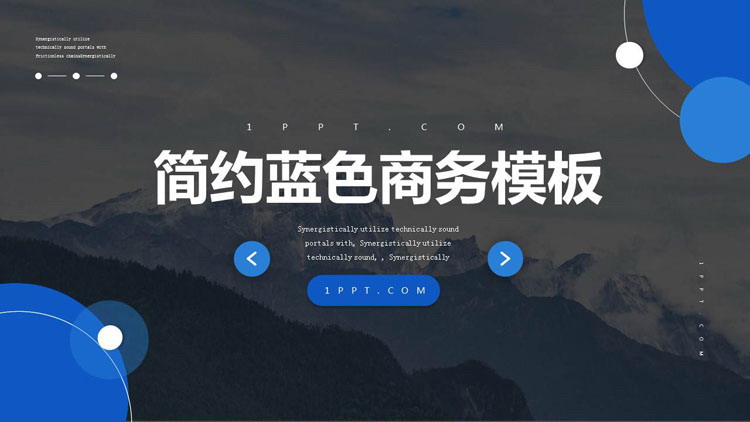 图片[1]-雪山蓝色圆点背景的欧美风PPT模板-第一PPT