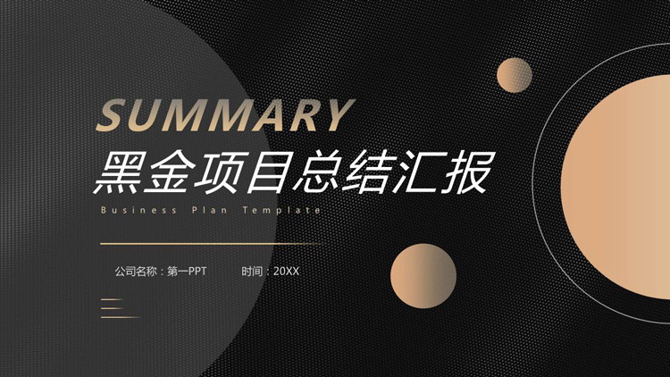 图片[1]-精致黑金风项目总结汇报PPT模板-第一PPT